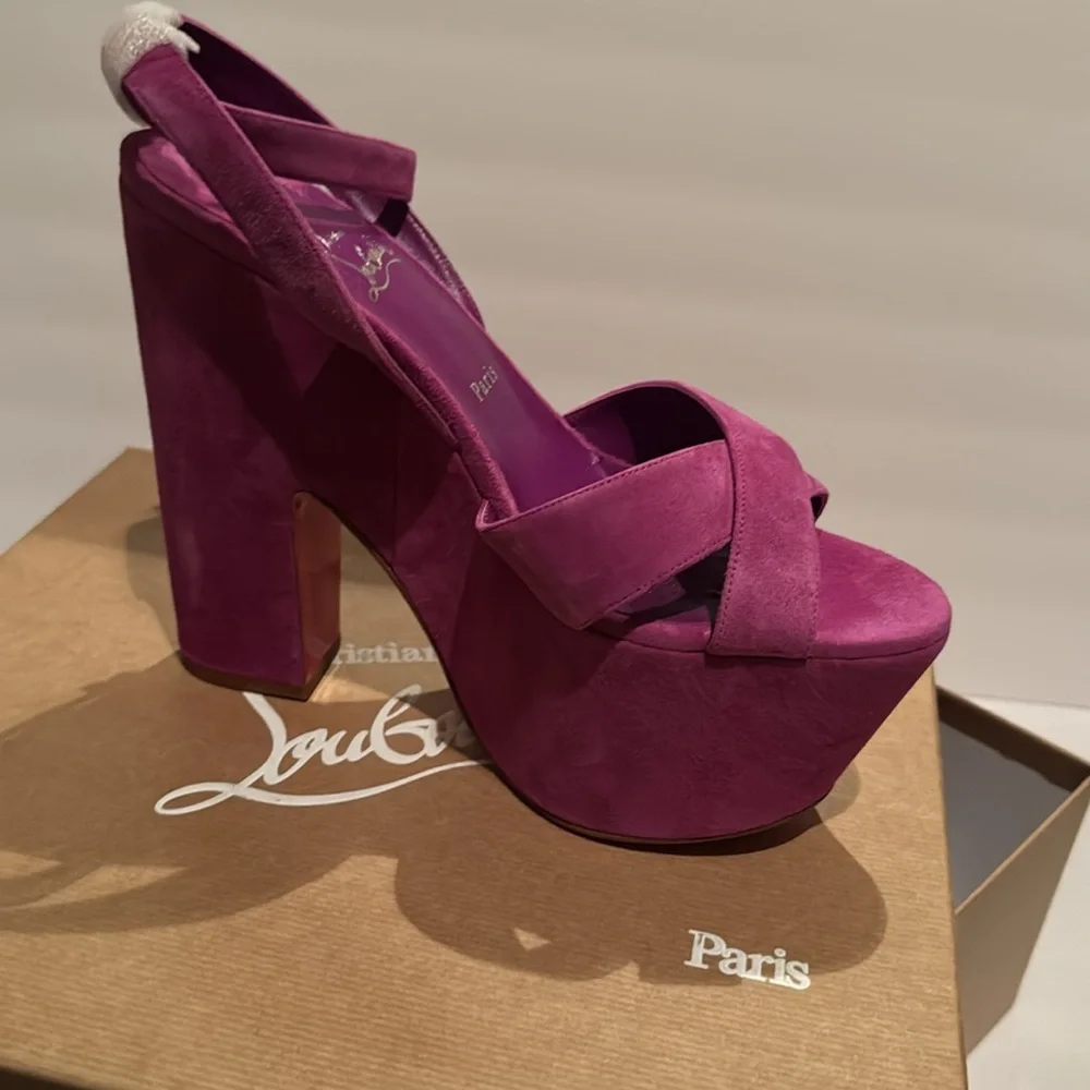 Brand New. Never worn. Christian Louboutin Purple Platform Sandals